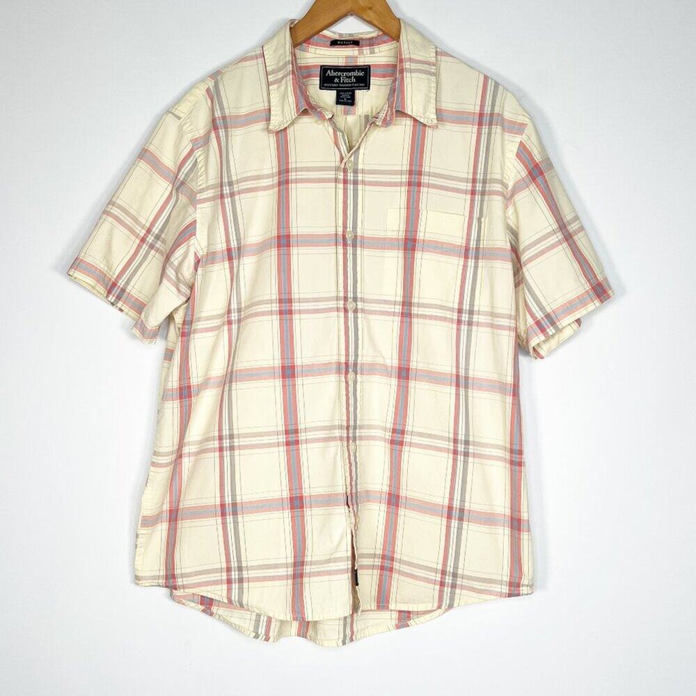 Abercrombie & Fitch Men Muscle Short Sleeve Button-up Shirt Yellow Pink Blue